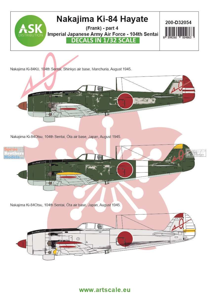 ASKD32054 1:32 ASK/Art Scale Decals - Ki-84 Hayate (Frank) Part 4