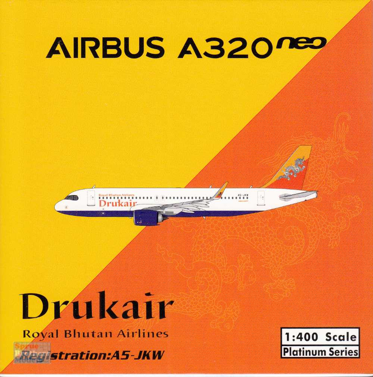 PHX11828 1:400 Phoenix Model Drukair Airbus A320neo Reg #A5-JKW  (pre-painted/pre-built)