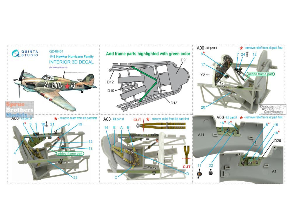 QTSQD48401 1:48 Quinta Studio Interior 3D Decal - Hawker Hurricane