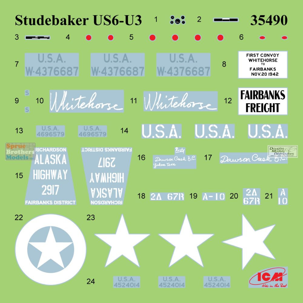 ICM35490 1:35 ICM Studebaker US6-U3 US Military Truck - Sprue