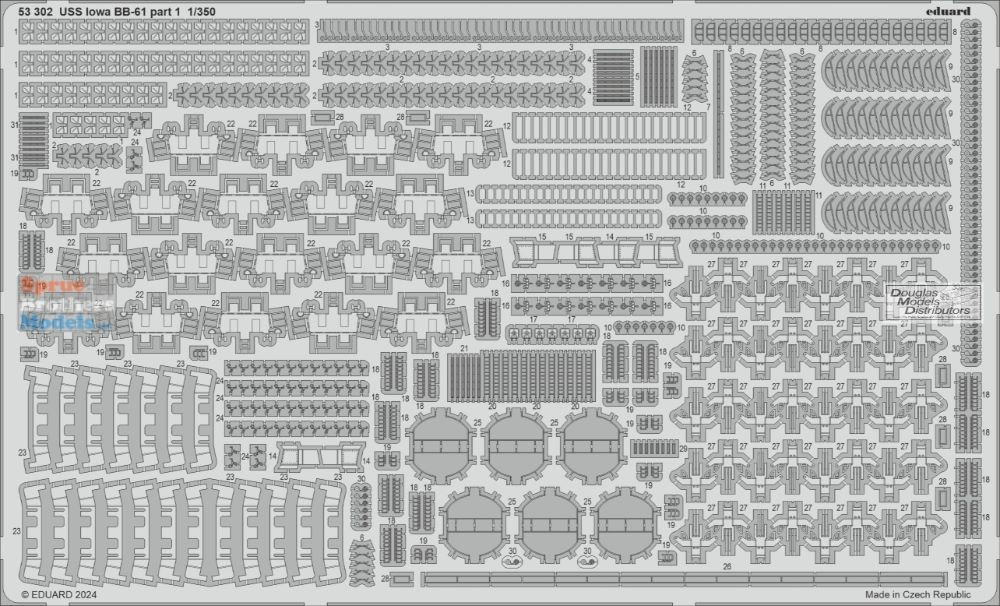 EDU53302 1:350 Eduard PE - USS Iowa BB-61 Detail Set Part 1 (HBS