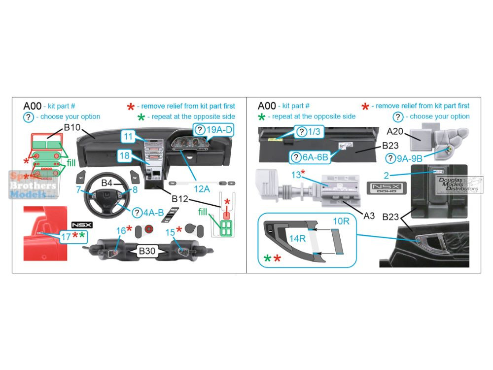 QTSQD24008 1:24 Quinta Studio Interior 3D Decal - Honda NSX NA1