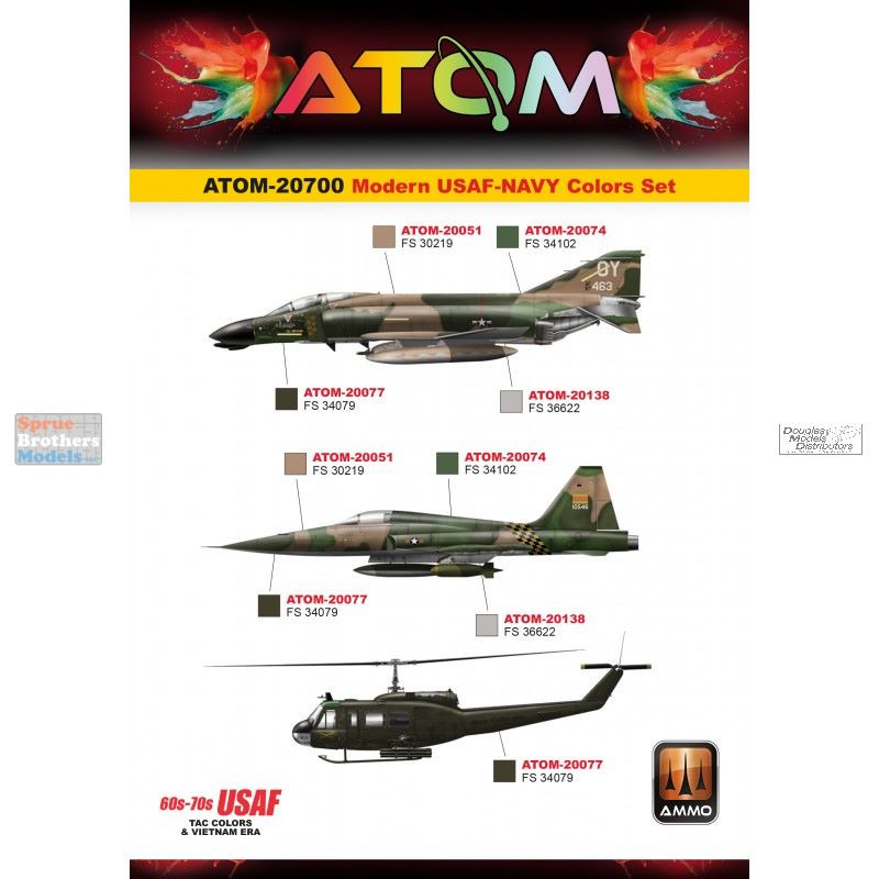 AMMAT20700 AMMO by Mig ATOM Paint Set - Modern USAF US Navy Colors