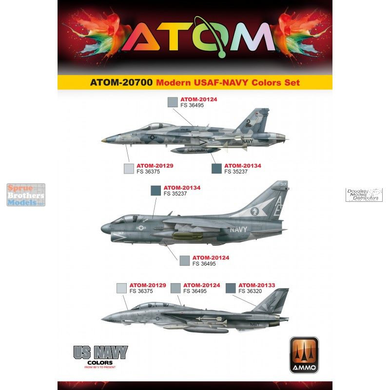AMMAT20700 AMMO by Mig ATOM Paint Set - Modern USAF US Navy Colors