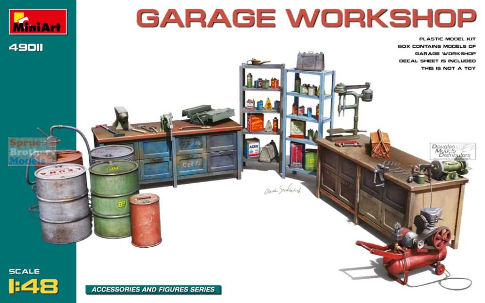 MIA49011 1:48 Miniart Garage Workshop - Sprue Brothers Models LLC