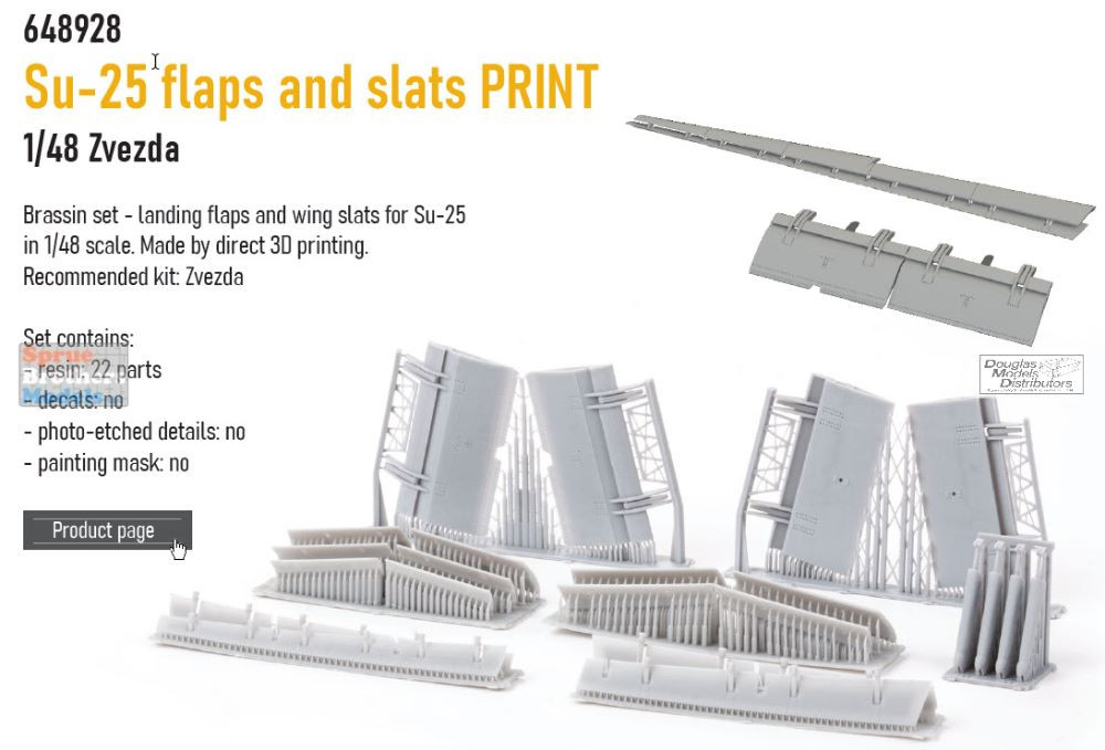EDU648928 1:48 Eduard Brassin Print - Su-25 Frogfoot Flaps & Slats