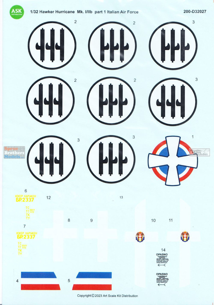 ASKD32027 1:32 ASK/Art Scale Decals - Hurricane Mk.IIc Part 1