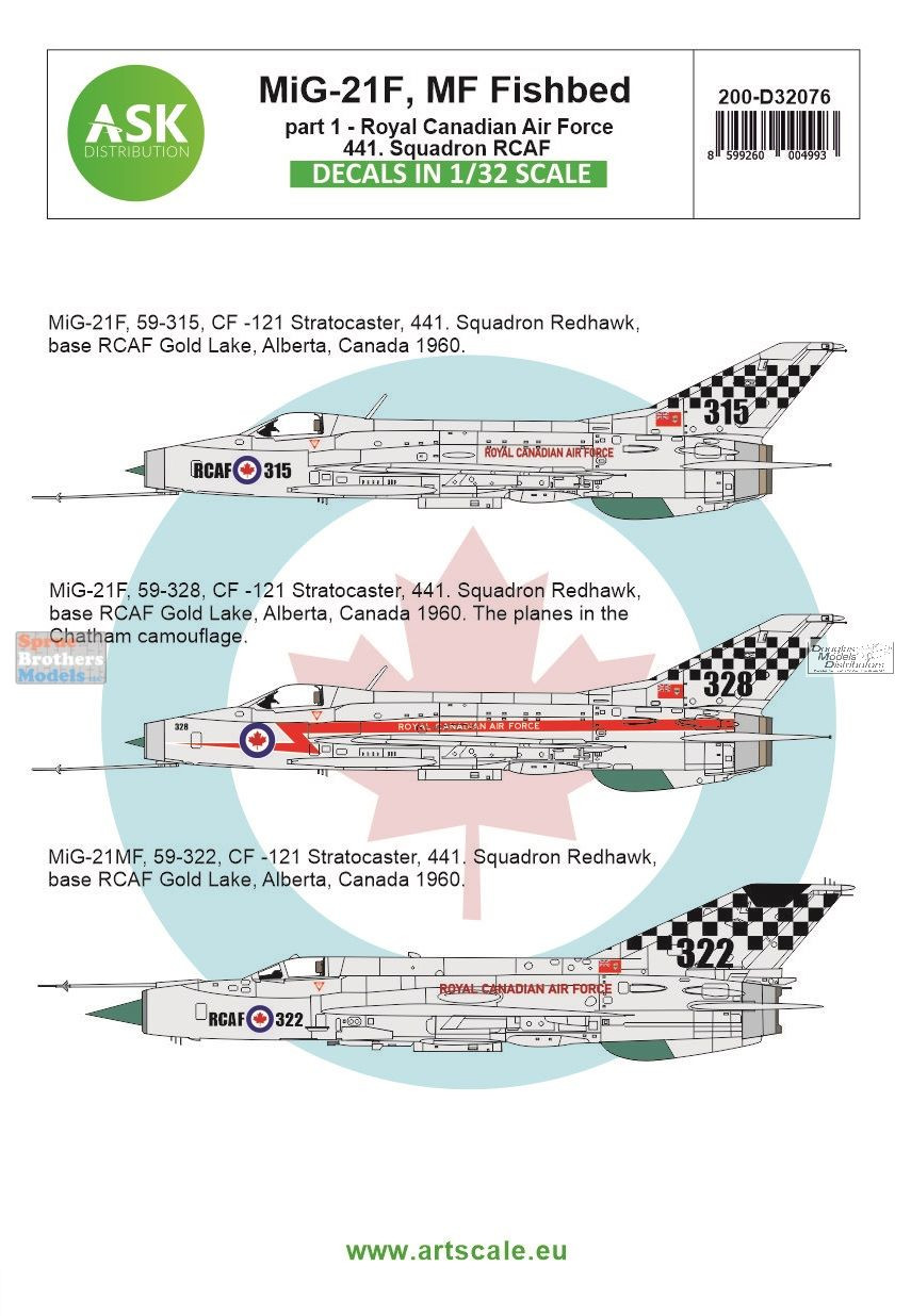ASKD32076 1:32 ASK/Art Scale Decals - MiG-21F/MF Fishbed Part 1