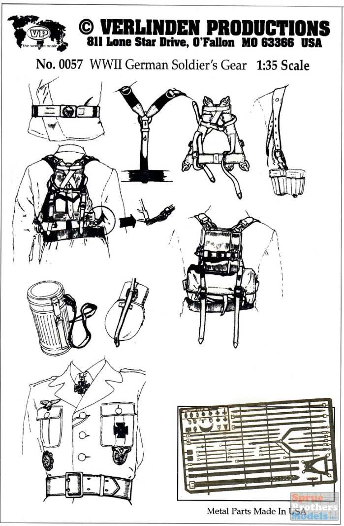 VER0057 135 Verlinden WW2 German Soldier's Gear Detail Set Sprue