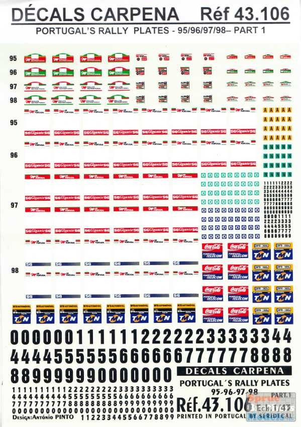 DCC43106 143 Decals Carpena Rally Plates Portugal 199598 Part 1