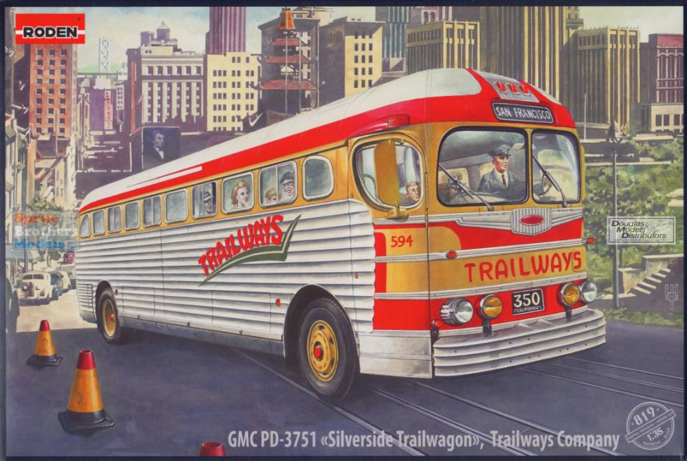 ROD819 1:35 Roden GMC PD3751 Silverside Trailways Bus - Sprue Brothers ...