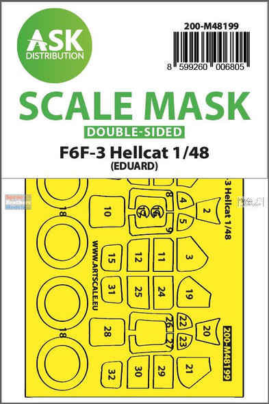 ASKM48199 1:48 ASK/Art Scale Double Sided Mask - F6F-3 Hellcat (EDU kit)