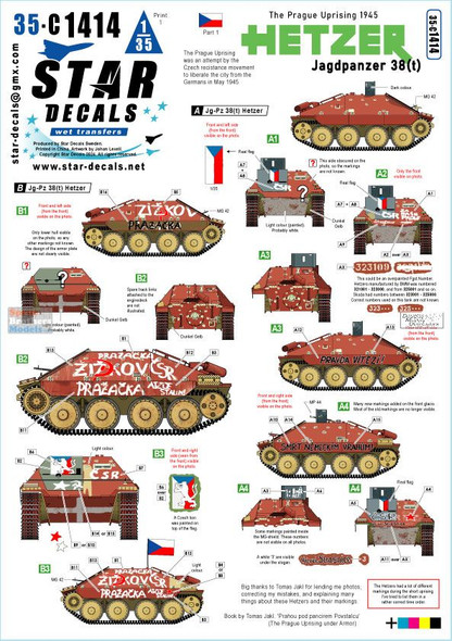 SRD35C1414 1:35 Star Decals The Prague Uprising 1945 #1: Hetzer Jagdpanzer 38(t)