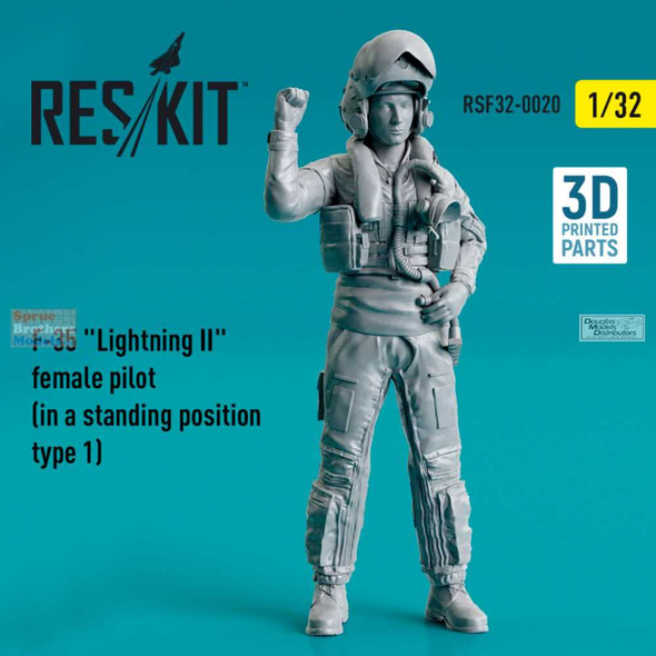 RESRSF320020F 1:32 ResKit F-35 Lightning II Female Pilot Standing Type 1