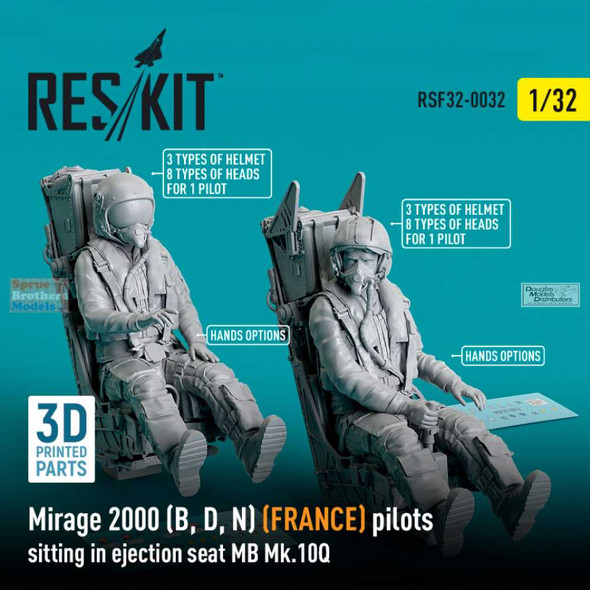 RESRSF320032F 1:32 ResKit Mirage 2000B/D/N (France) Pilots Sitting in MB Mk.10Q Ejection Seats