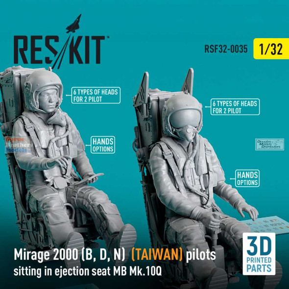 RESRSF320035F 1:32 ResKit Mirage 2000B/D/N (Taiwan) Pilots Sitting in MB Mk.10Q Ejection Seats