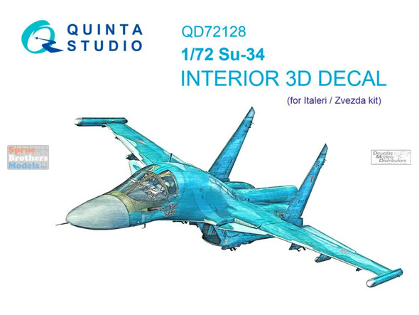 QTSQD72128 1:72 Quinta Studio Interior 3D Decal - Su-34 Fullback (ITA/ZVE kit)