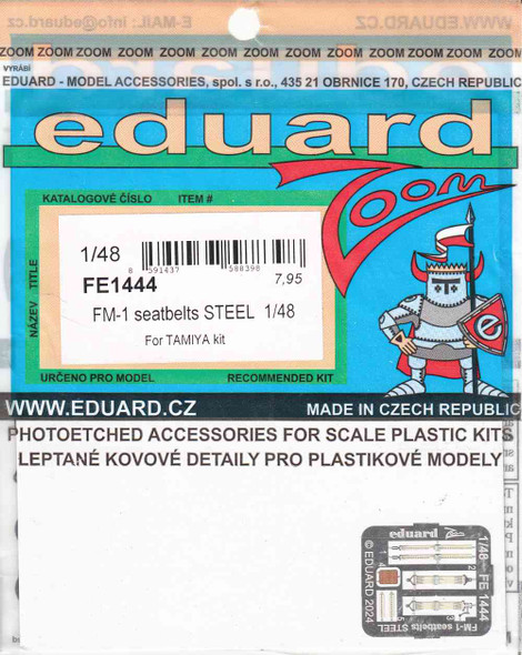 EDUFE1444 1:48 Eduard Color Zoom PE - FM-1 Wildcat Seatbelts (TAM kit)