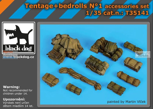 BLDT35141T 1:35 Black Dog Tentage + Bedrolls Accessory Set #1