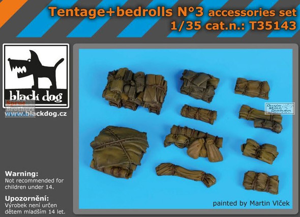 BLDT35143T 1:35 Black Dog Tentage + Bedrolls Accessory Set #3