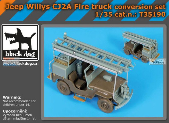 BLDT35190T 1:35 Black Dog Jeep Willys CJ2A Fire Truck Conversion Set (TAM kit)