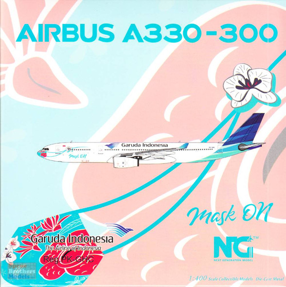 NGM62055 1:400 NG Model Garuda Indonesia Airbus A330-300 Reg #PK-GHC 'Mask On' (pre-painted/pre-built)