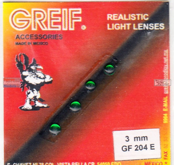 GRF204E Greif Realistic Light Lenses - 3mm Green (4 pcs)