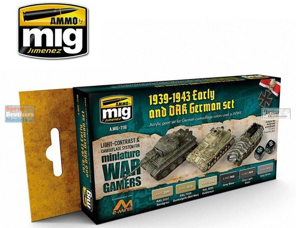 AMM7116 AMMO by Mig Paint Set - 1939-1943 Early and DAK German Set for Wargamers