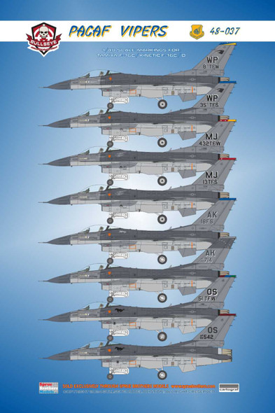 BMA48037 1:48 Bullseye Model Aviation Decals - 'PACAF Vipers' (F-16C F-16CG F-16DG Falcon)