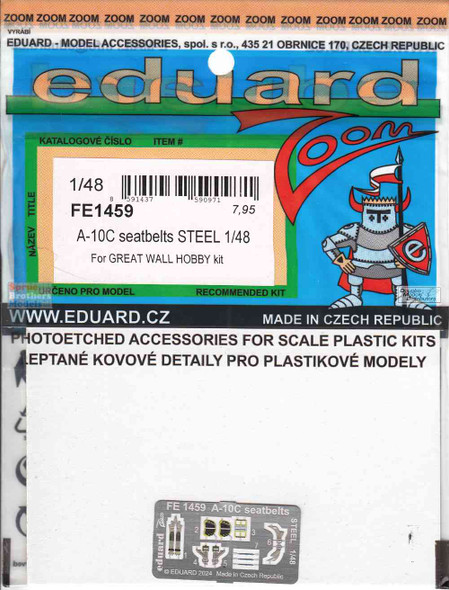 EDUFE1459 1:48 Eduard Color Zoom PE - A-10C Thunderbolt II Seatbelts (GWH kit)