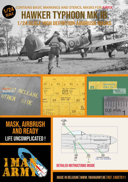 OMA24DET011 1:24 1Man Army Basic Markings & Stencil Masks - Typhoon Mk.IB (AFX kit)