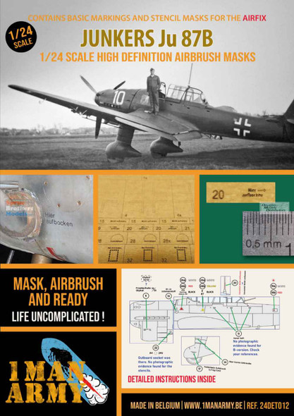 OMA24DET012 1:24 1Man Army Basic Markings & Stencil Masks - Ju87B Stuka (AFX kit)