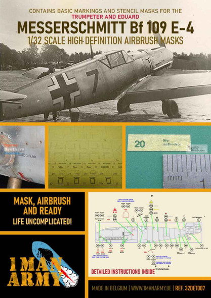 OMA32DET007 1:32 1Man Army Basic Markings & Stencil Masks - Bf109E-4 (EDU/TRP kit)