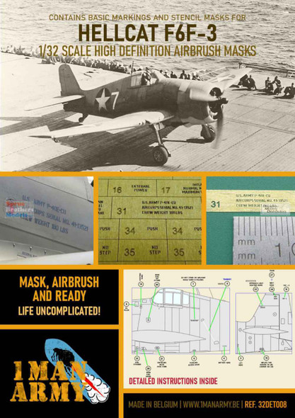 OMA32DET008 1:32 1Man Army Basic Markings & Stencil Masks - F6F-3 Hellcat