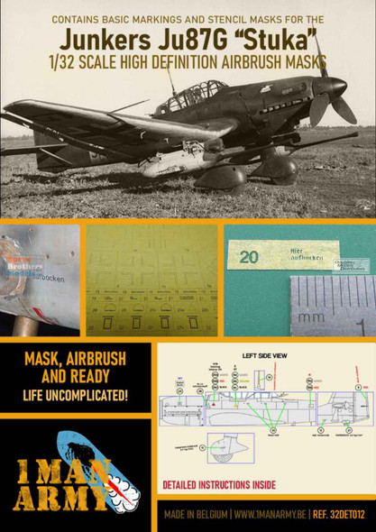 OMA32DET012 1:32 1Man Army Basic Markings & Stencil Masks - Ju87G Stuka