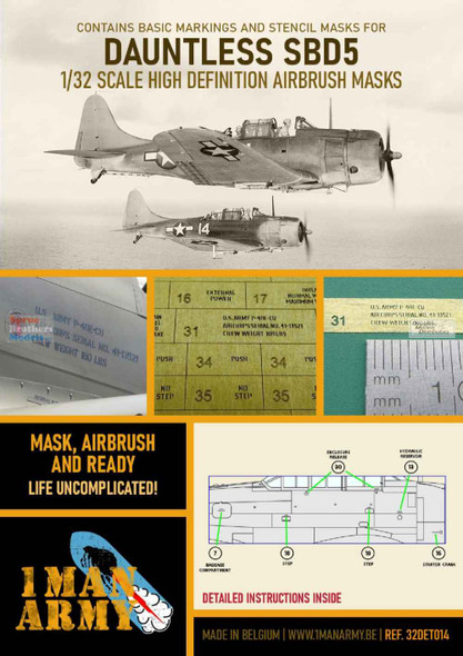 OMA32DET014 1:32 1Man Army Basic Markings & Stencil Masks - SBD-5 Dauntless (TRP kit)