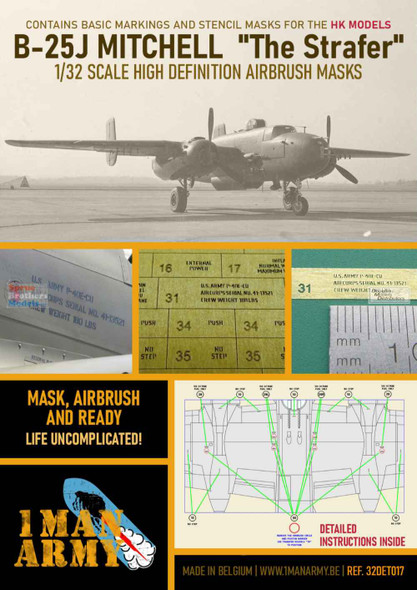 OMA32DET017 1:32 1Man Army Basic Markings & Stencil Masks - B-25J Mitchell Strafer (HKM kit)