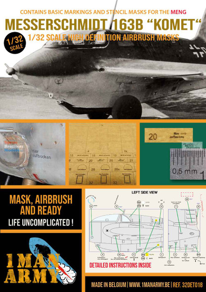 OMA32DET018 1:32 1Man Army Basic Markings & Stencil Masks - Me163B Komet (MNG kit)