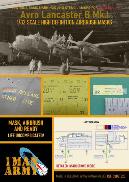 OMA32DET020 1:32 1Man Army Basic Markings & Stencil Masks - Lancaster B Mk.I (HKM kit)