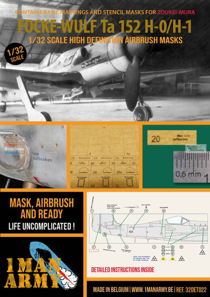 OMA32DET022 1:32 1Man Army Basic Markings & Stencil Masks - Ta152H-0/H-1 (ZKM kit)