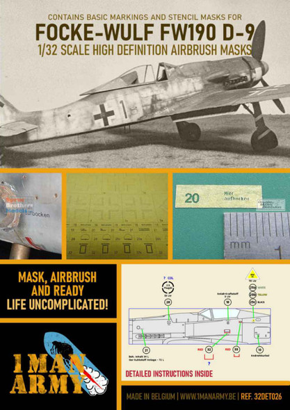 OMA32DET026 1:32 1Man Army Basic Markings & Stencil Masks - Fw190D-9 (HAS kit)