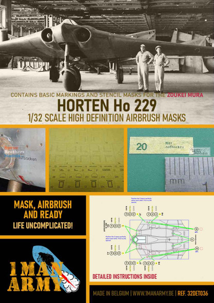 OMA32DET036 1:32 1Man Army Basic Markings & Stencil Masks - Horten Ho229 (ZKM kit)