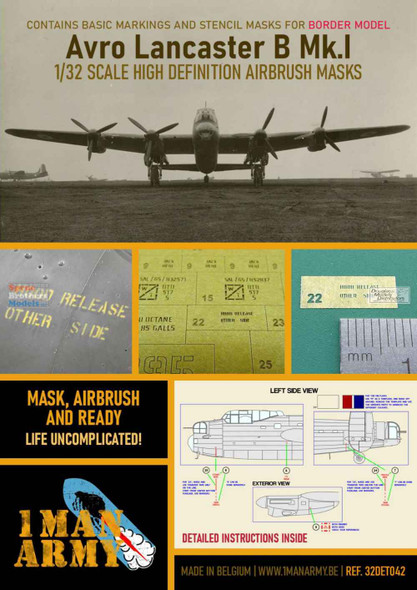 OMA32DET042 1:32 1Man Army Basic Markings & Stencil Masks - Lancaster B Mk.I (BDM kit)