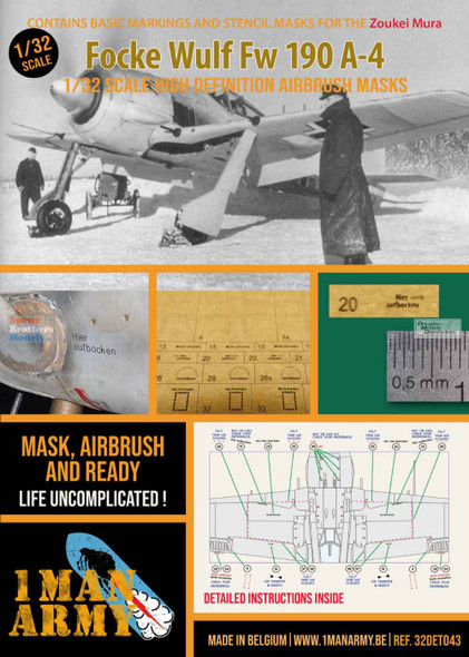 OMA32DET043 1:32 1Man Army Basic Markings & Stencil Masks - Fw190A-4 (ZKM kit)