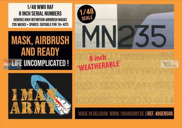 OMA48GEN506 1:48 1Man Army Masks: WW2 RAF 8 Inch Serial Numbers