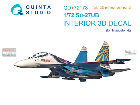 QTSQD72178R 1:72 Quinta Studio 3D Decal - Su-27UB Flanker (TRP kit)