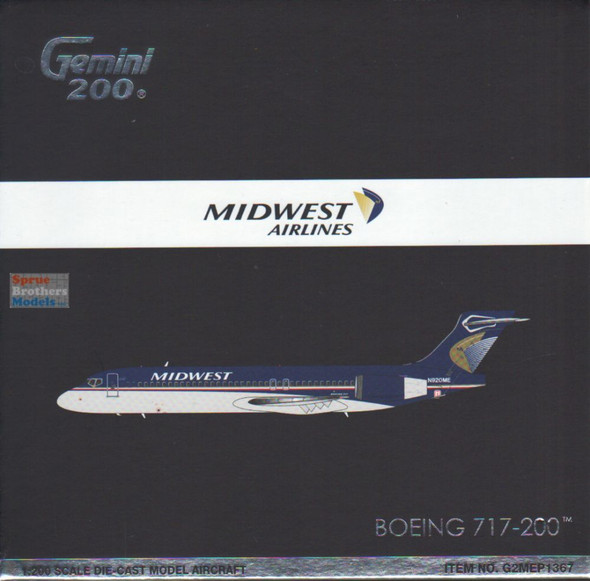 GEMG21367 1:200 Gemini Jets Midwest Airlines B717-200 Reg #N920ME (pre-painted/pre-built)