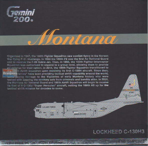 GEMG21410 1:200 Gemini Jets Lockheed C-130H Hercules #96-7325 'Montana ANG' (pre-painted/pre-built)