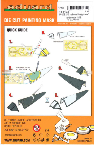 EDUEX1124 1:48 Eduard Mask - P-40E Warhawk US National Insignia with Red Center (EDU kit)