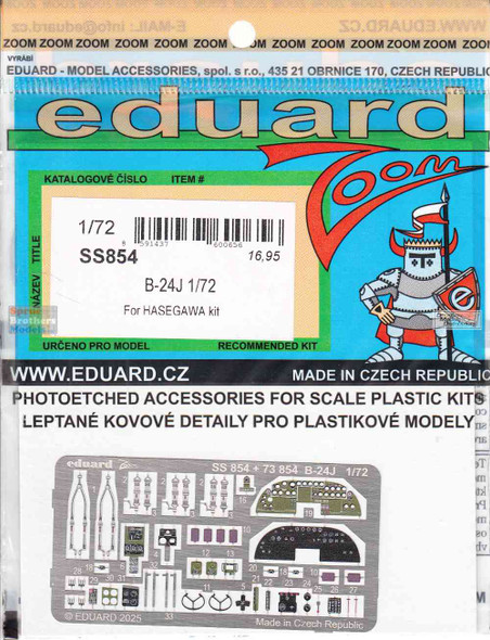 EDUSS854 1:72 Eduard Color Zoom PE - B-24J Liberator (HAS kit)